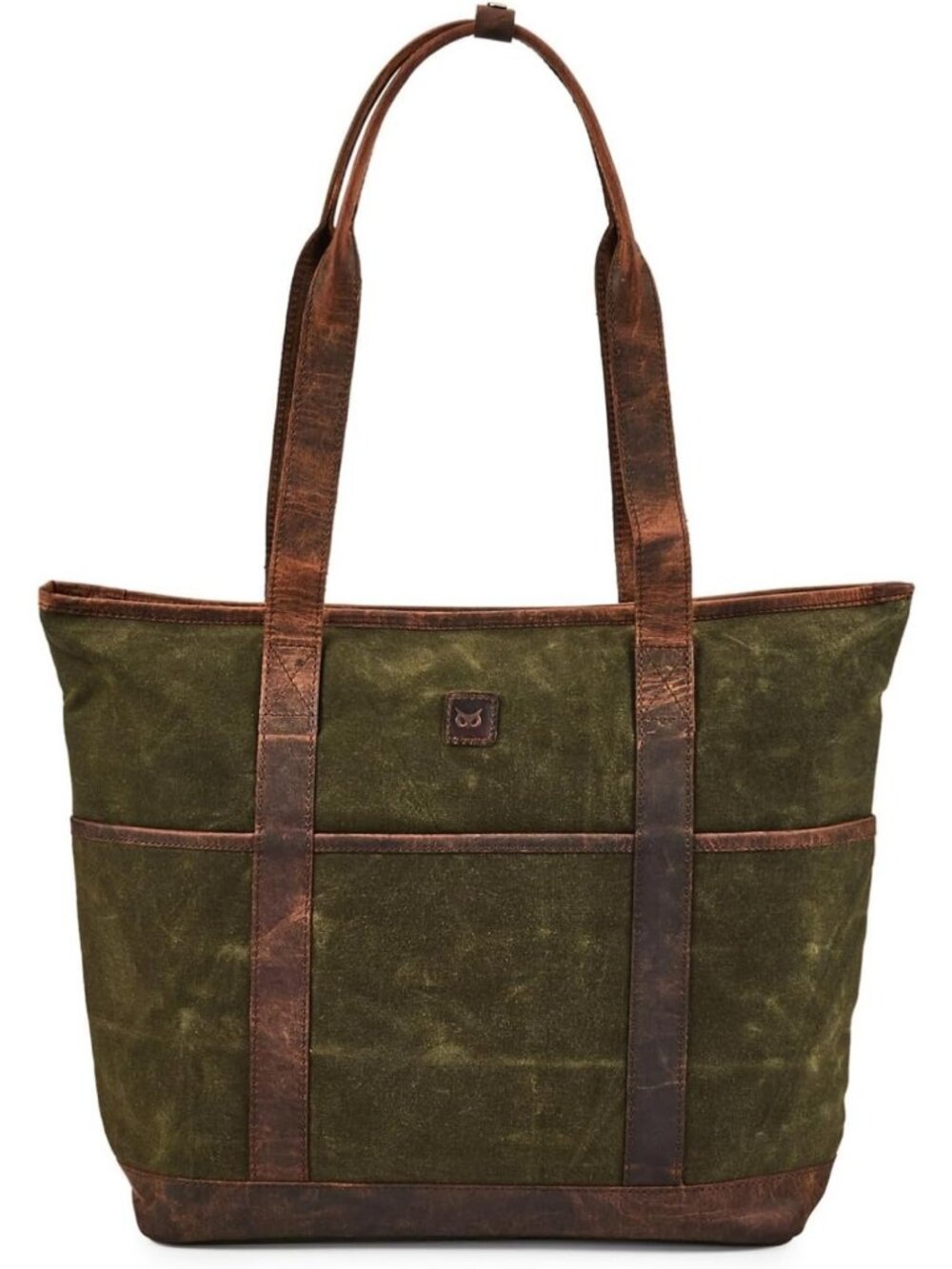 Large Waxed Canvas & Leather Tote Bag for Women - Stylish Work Shoulder Handbag
